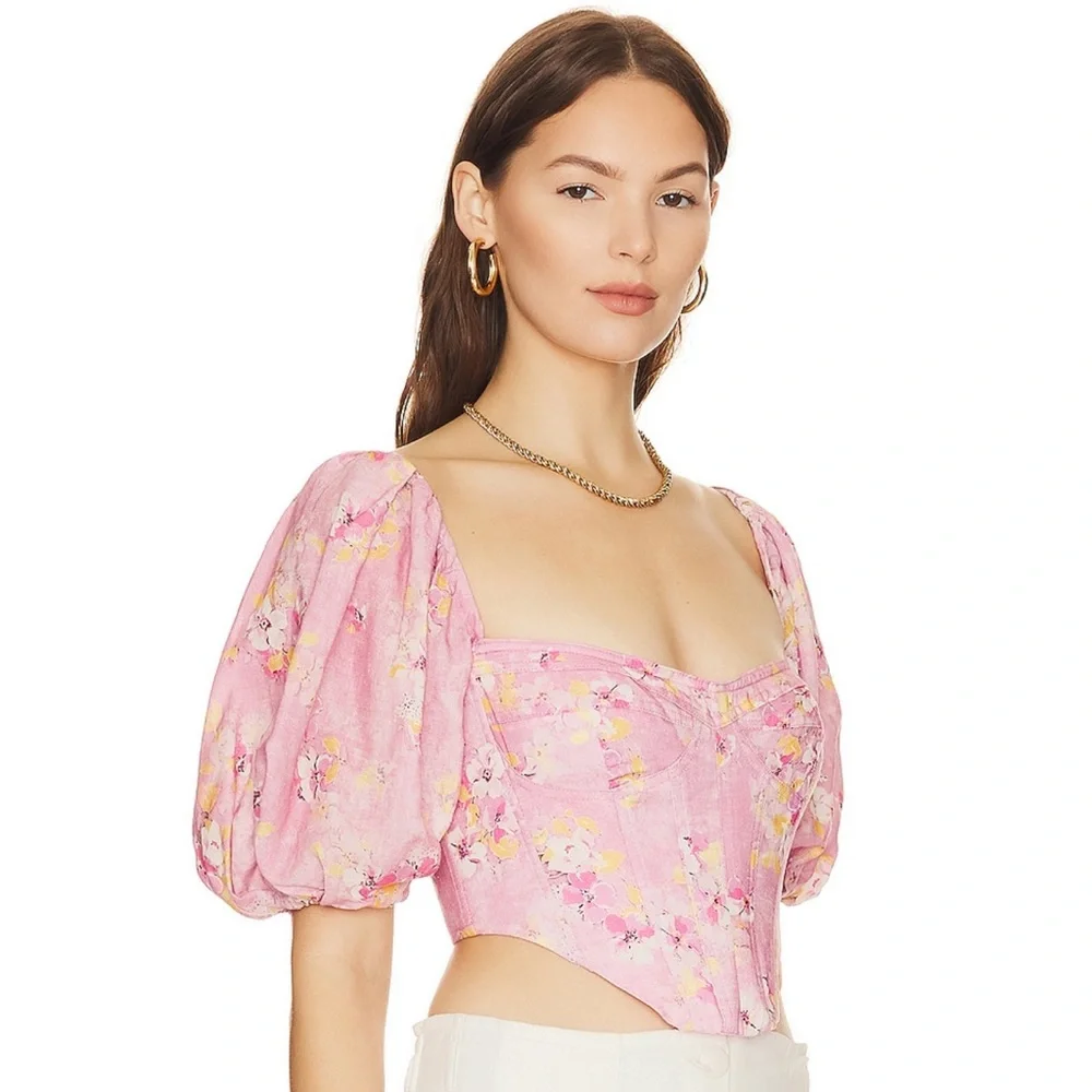 Bardot Kiah Corset Top in Pink Garden - Picture 2 of 6